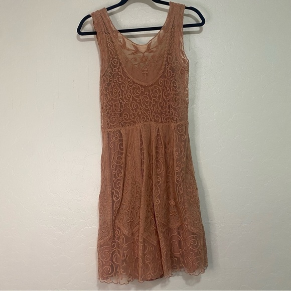Anthropologie Yoana Baraschi At Dusk Dress Mauve Lace Sleeveless V-neck Mini 4 - Picture 12 of 16